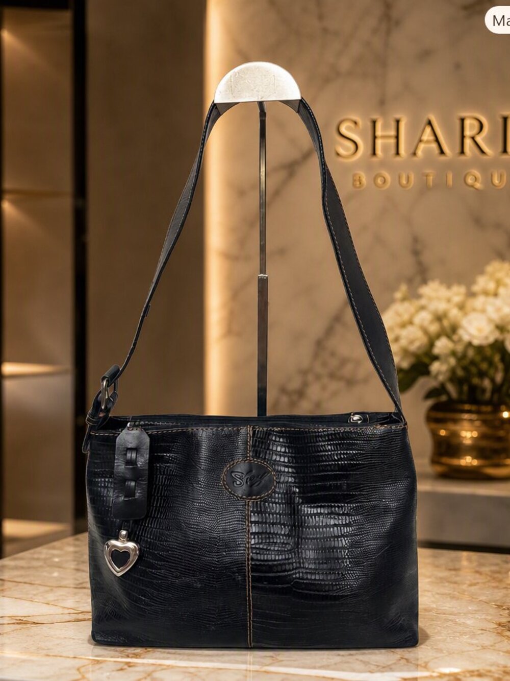 Sharif Studio Black Leather Shoulder Bag